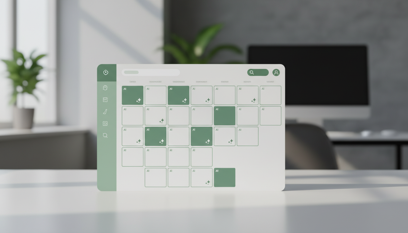 AI content calendar scheduling interface concept
