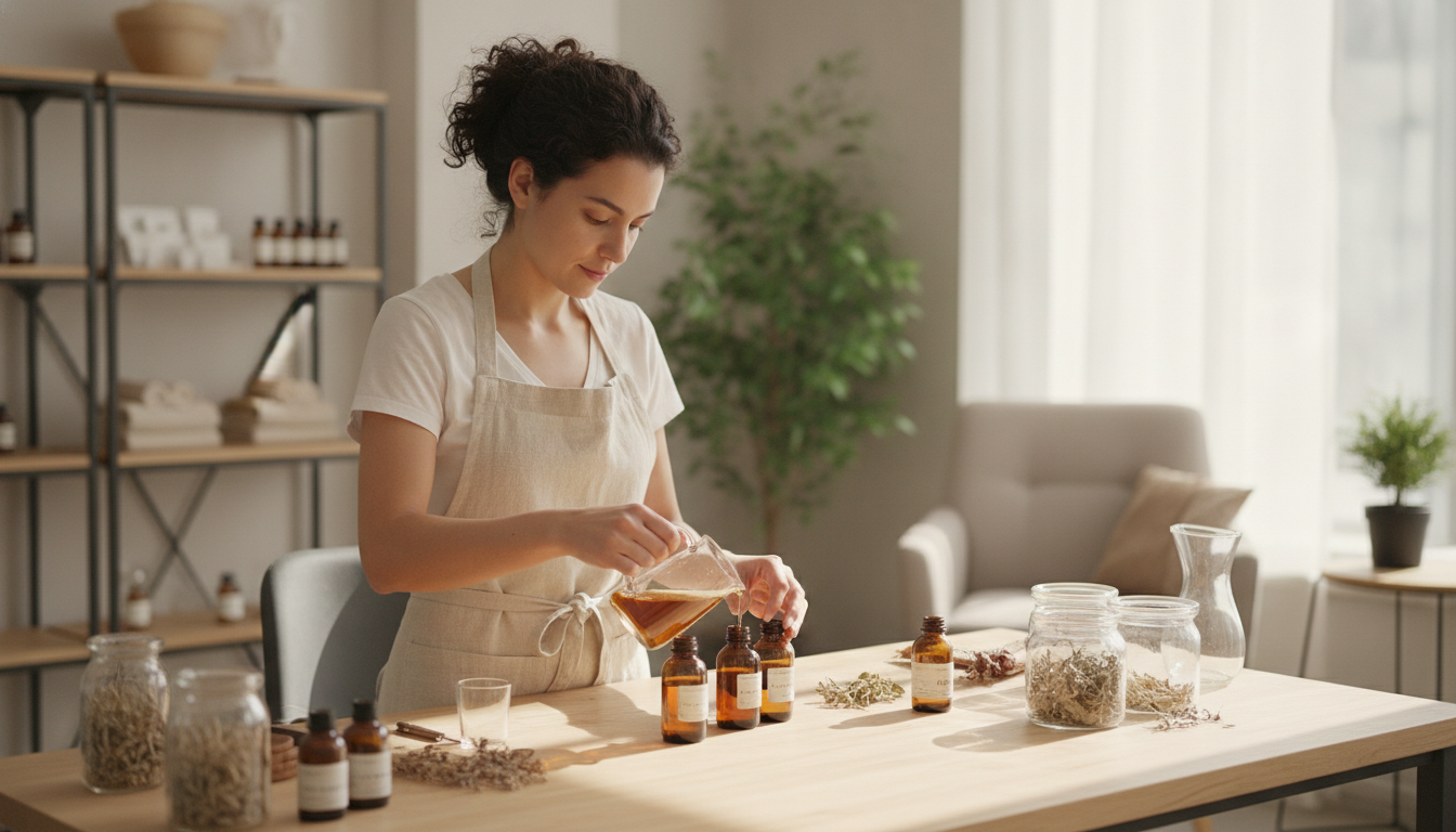Behind-the-scenes photo of a small business owner preparing products